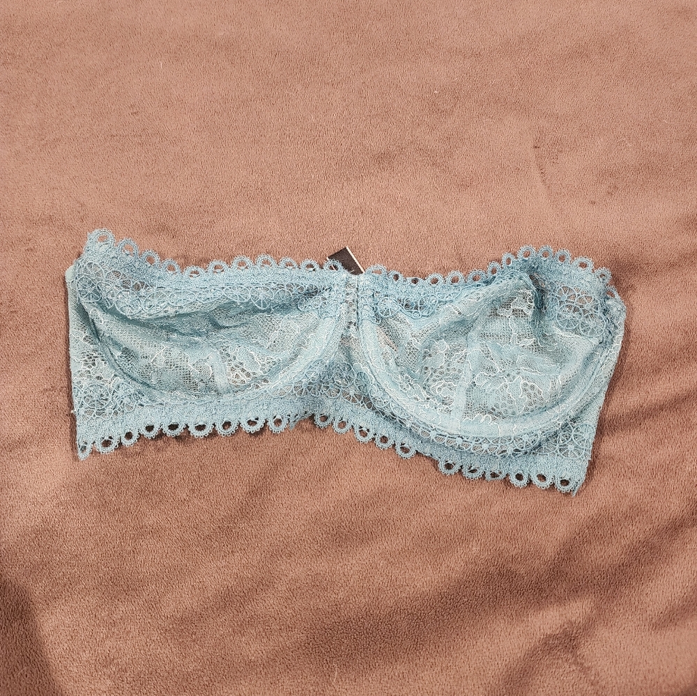 Lace Bandeau Bra in Light Blue 32D Victorias secret